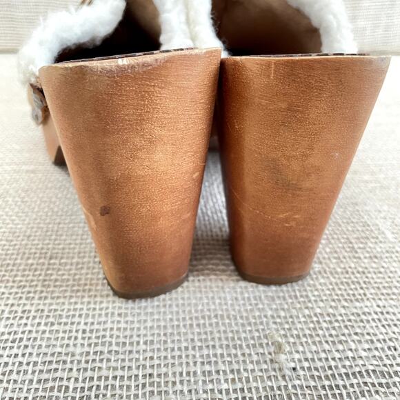 Tommy Hilfiger Wooden Platform Clogs, Suede Leather, Shearling, Ladies 9.5 M - Picture 9 of 10